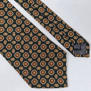 TODAY'S MAN ITALY SILK TIE GREEN BROWN PAISLEY FOULARD WOVEN LUXURY 4" X 60"